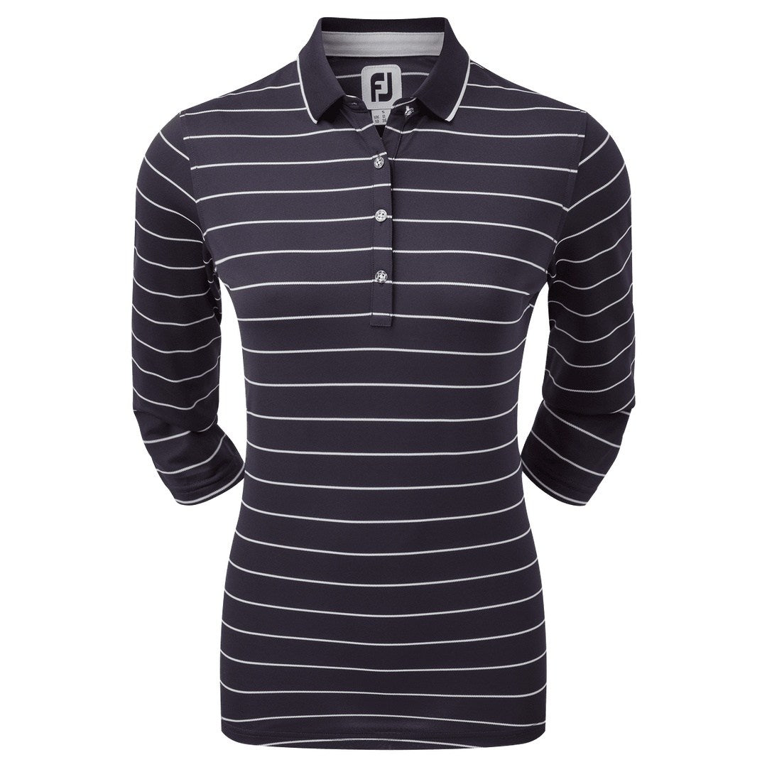 FootJoy Ladies 3/4 Sleeve Pinstripe Pique Golf Polo Shirt 88460