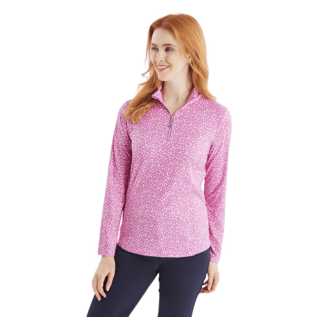 Green Lamb Ladies Keva Printed Zip Golf Top AG23984