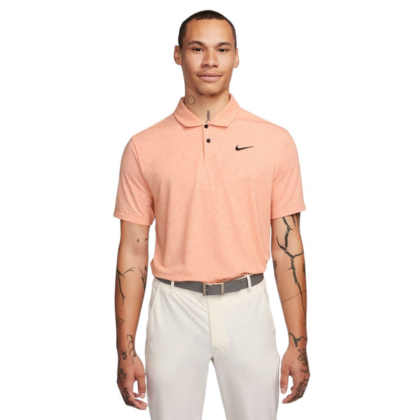 Nike Dri Fit Tour Heather Golf Polo Shirt DV3123 Orange Black Clarkes Golf