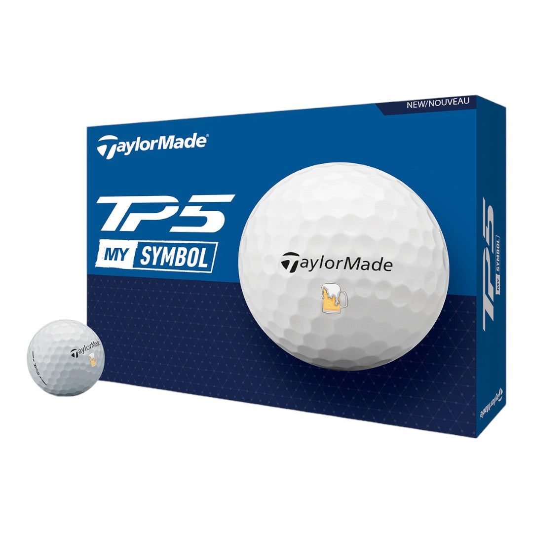 TaylorMade TP5 Beer Symbol Golf Balls | White