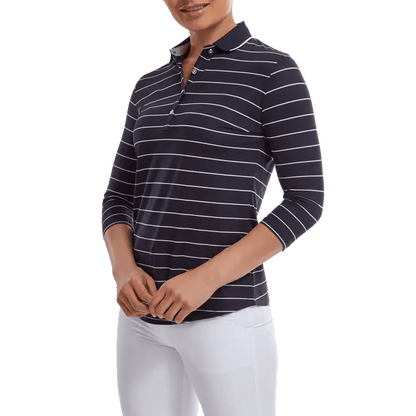 FootJoy Ladies 3/4 Sleeve Pinstripe Pique Golf Polo Shirt 88460